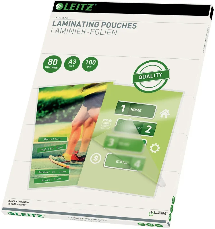 LEITZ Laminiertasche A3 33819 glanz, 80my 100 Stk