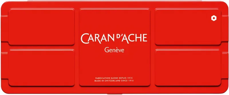CARAN D'ACHE Deckfarbe Gouache 1000.308 7 Farben Deckweiss, Pinsel
