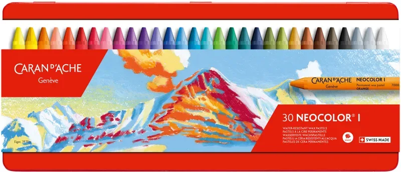 CARAN D'ACHE Wachsmalstift Neocolor 1 7000.330 30 Farben Metallbox