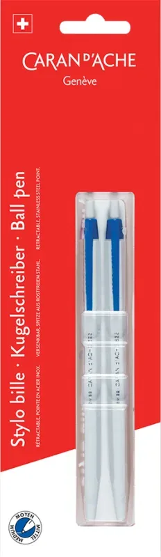 CARAN D'ACHE Kugelschreiber 825 825.260 blau, 2 St&uuml;ck Blister
