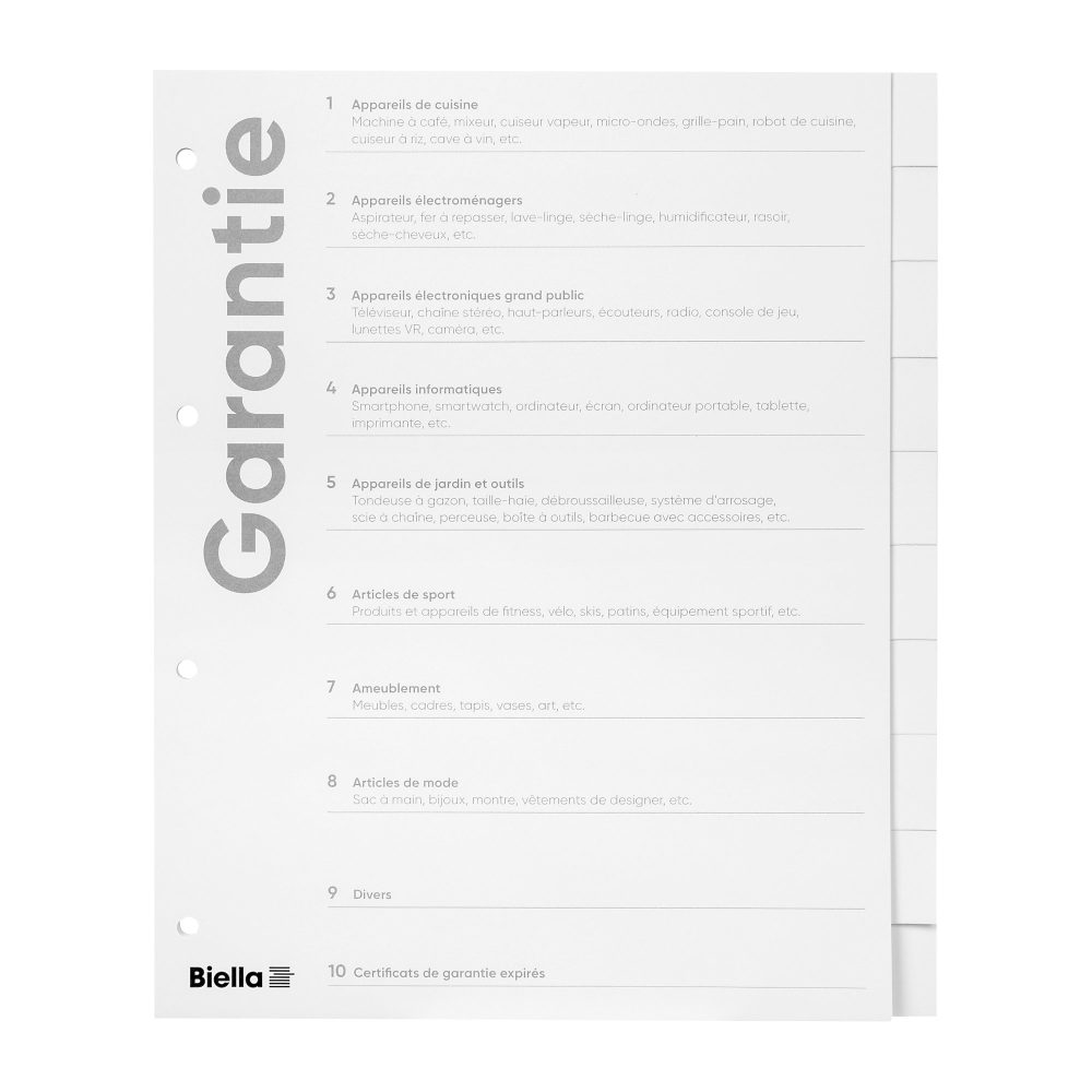 BIELLA Register Karton Expert A4 465021091 weiss, 10-teilig, Garantie