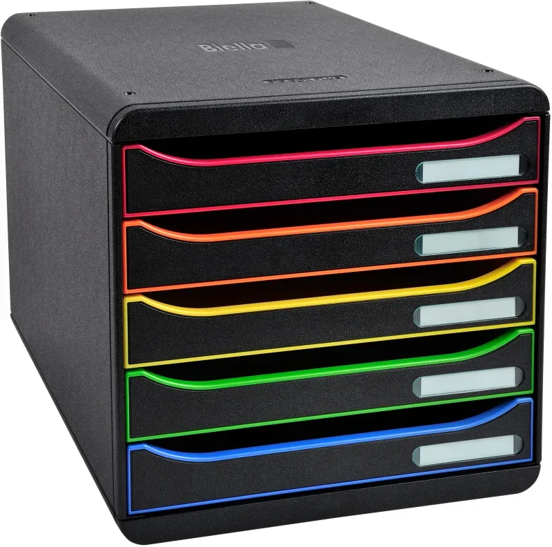 BIELLA Schubladenbox PLUS BIGBOX A4+ 030991402BID schwarz/Harlekin, 5 Schubl.