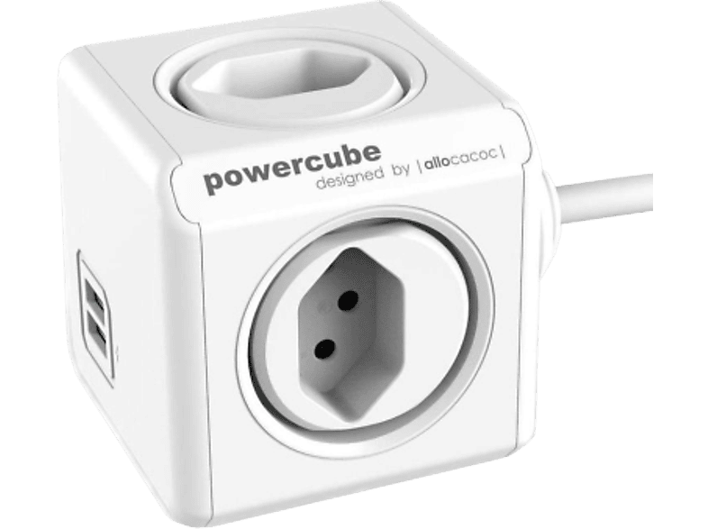 POWERCUBE Socket extend white 66.7890WS 4xT.13 2xUSB 5V 2.1A