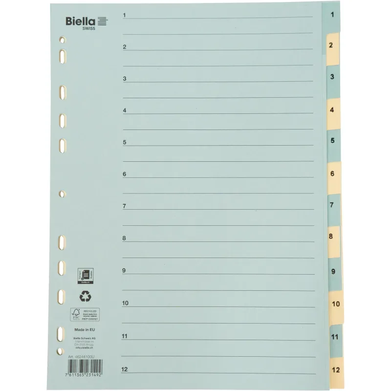 BIELLA Register Karton farbig A4 462441.00 1-12