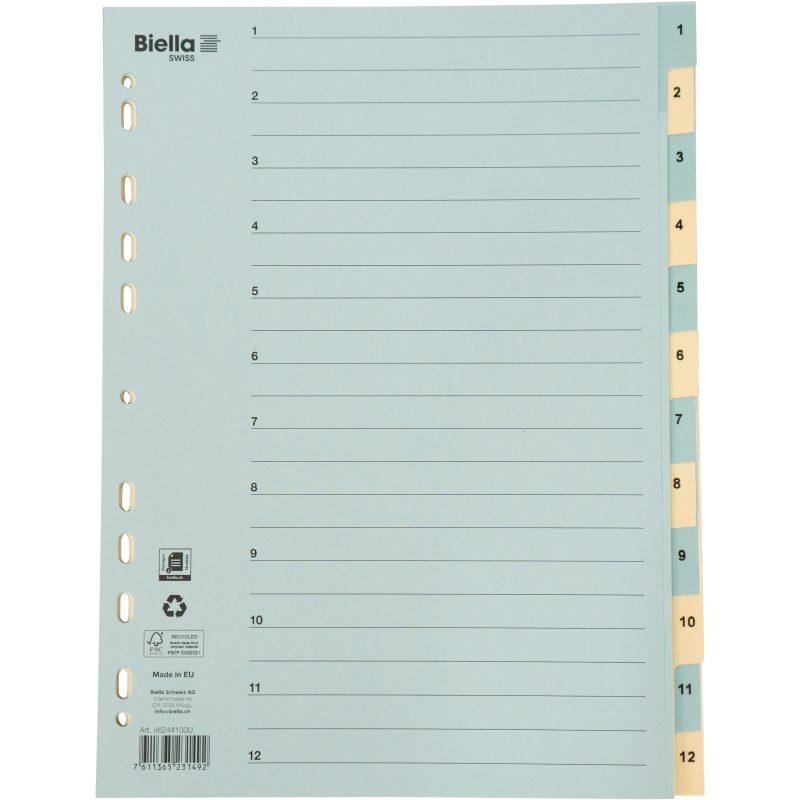 BIELLA Register Karton farbig A4 462441.00 1-12