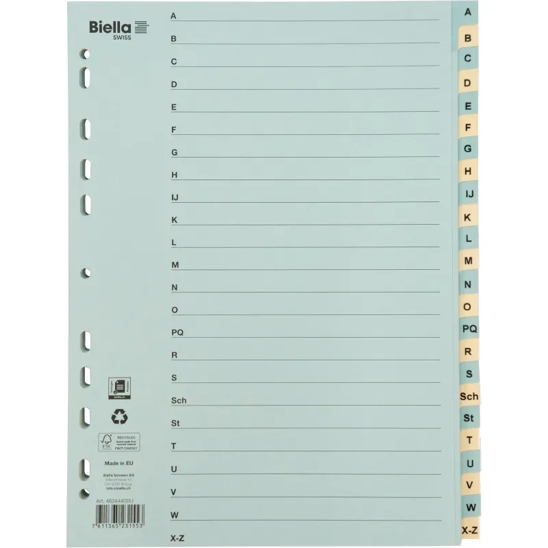 BIELLA Register Karton farbig A4 462444.00 A-Z