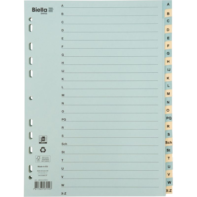 BIELLA Register Karton farbig A4 462444.00 A-Z