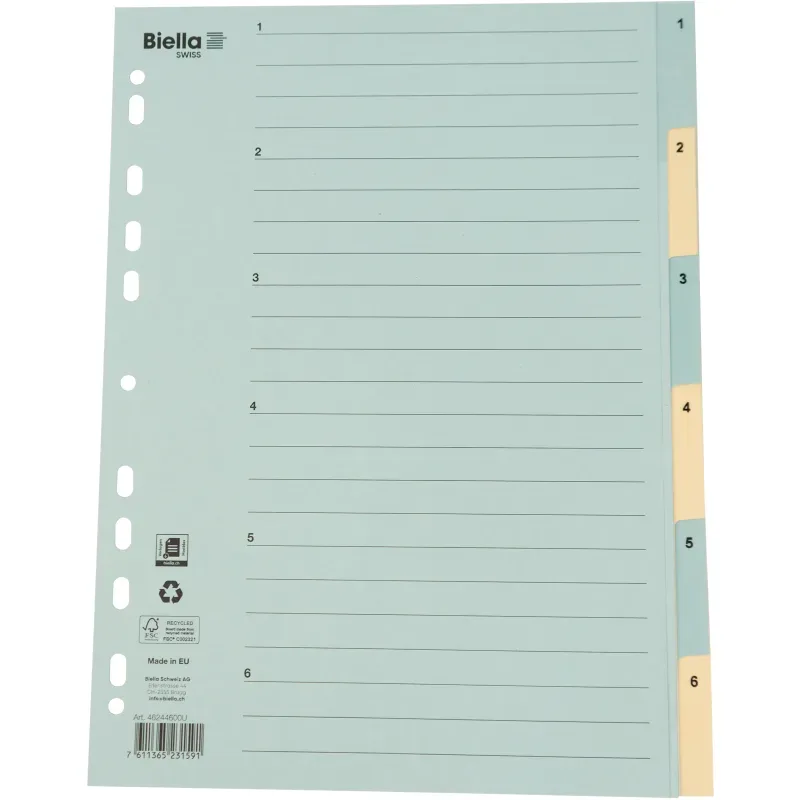 BIELLA Register Karton farbig A4 462446.00 1-6