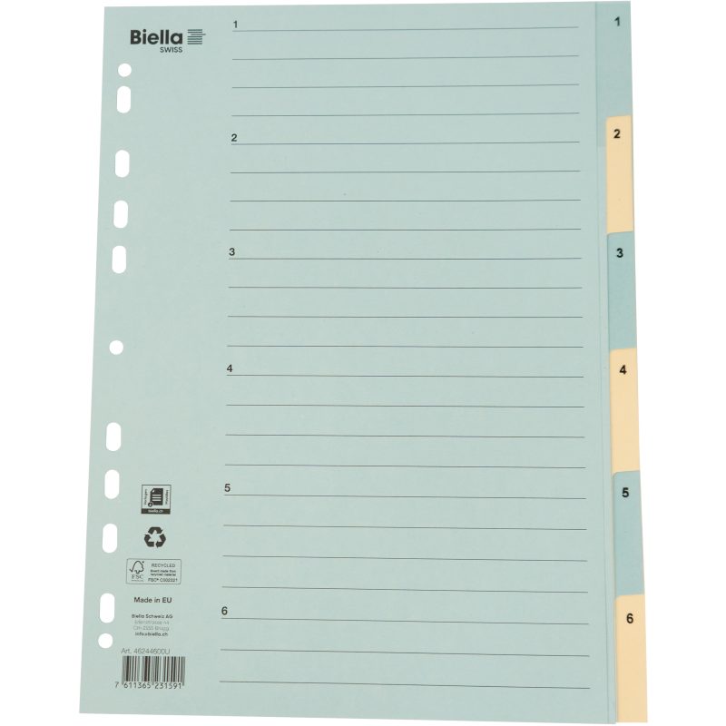 BIELLA Register Karton farbig A4 462446.00 1-6