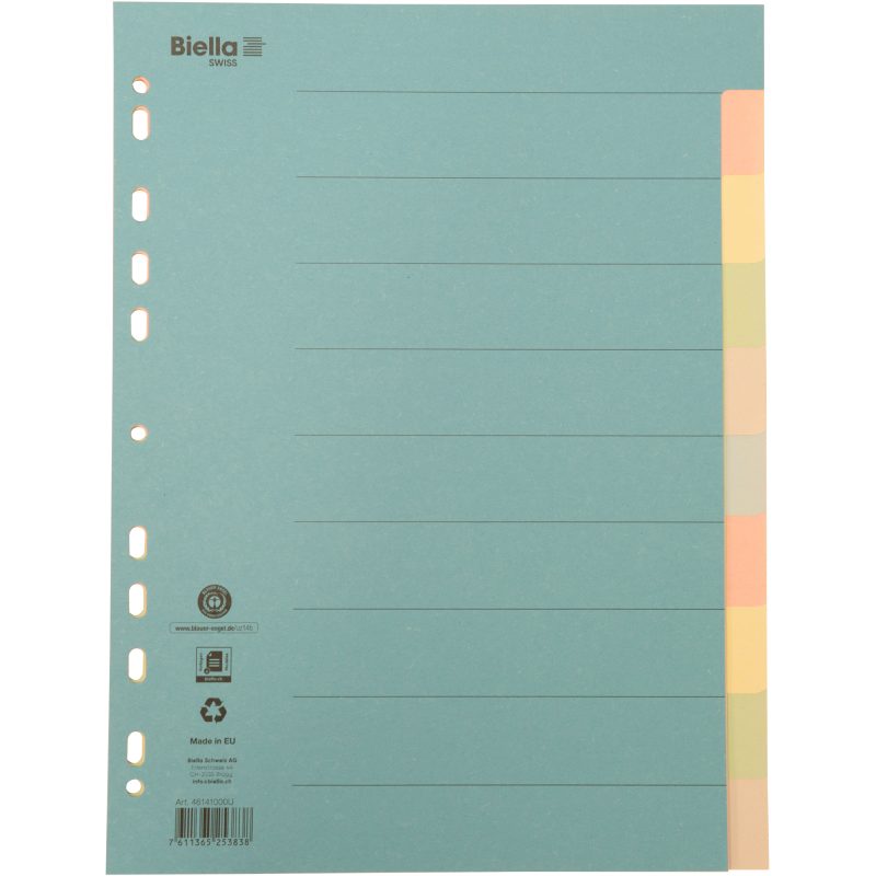 BIELLA Register Karton farbig A4 461410.00 10-teilig, blanko