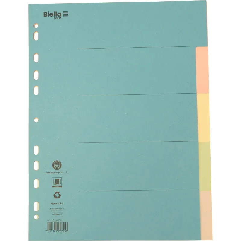 BIELLA Register Karton farbig A4 461405.00 5-teilig, blanko