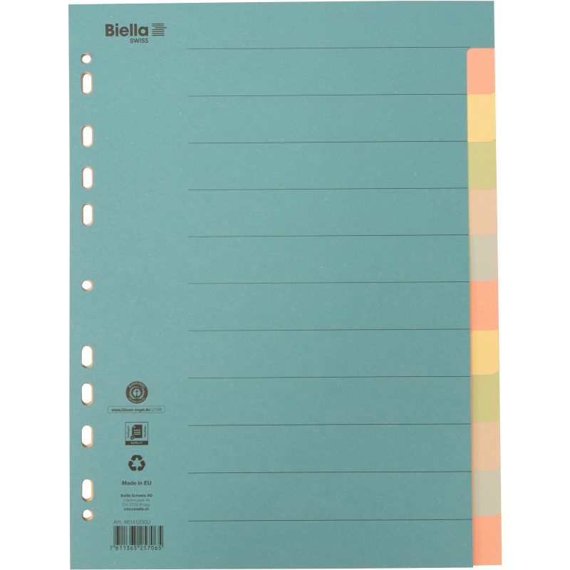 BIELLA Register Karton farbig A4 461412.00 12-teilig, blanko