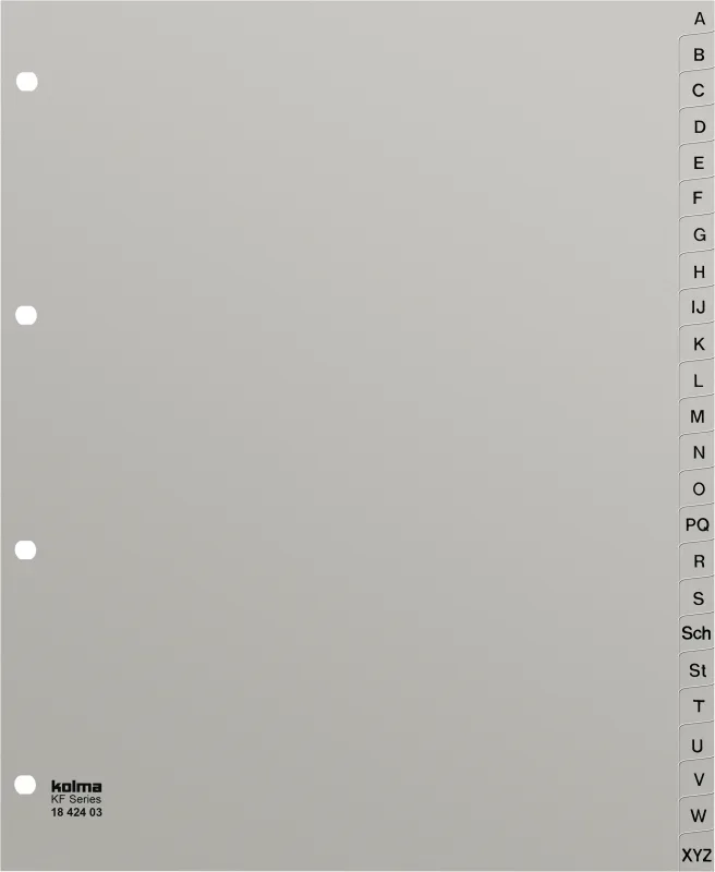 KOLMA Register KolmaFlex XL A4 18.424.03 grau, A-Z, 24-teilig, 4-Loch