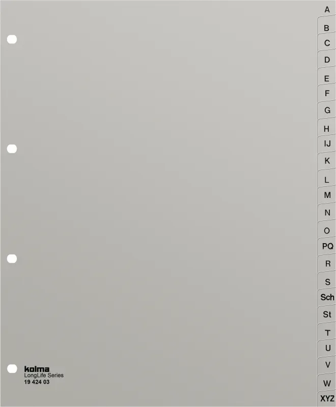 KOLMA Register LongLife XL A4 19.424.03 grau, A-Z, 24-teilig, 4-Loch