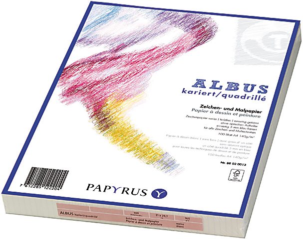 PAPYRUS Zeichenpapier A3 88020014 160g, kariert 5mm 100 Blatt