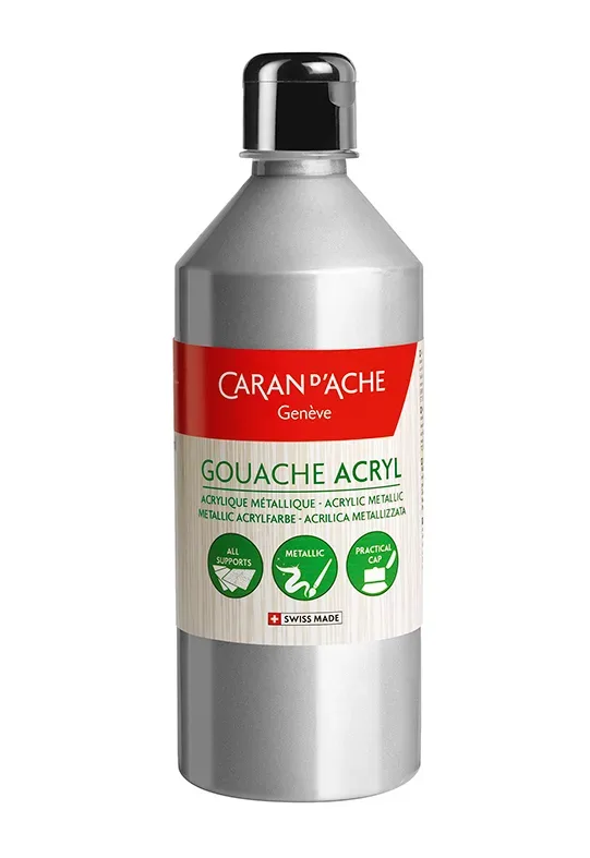 CARAN D'ACHE Deckfarbe Gouache 500ml 2372.998 silber fl&uuml;ssig