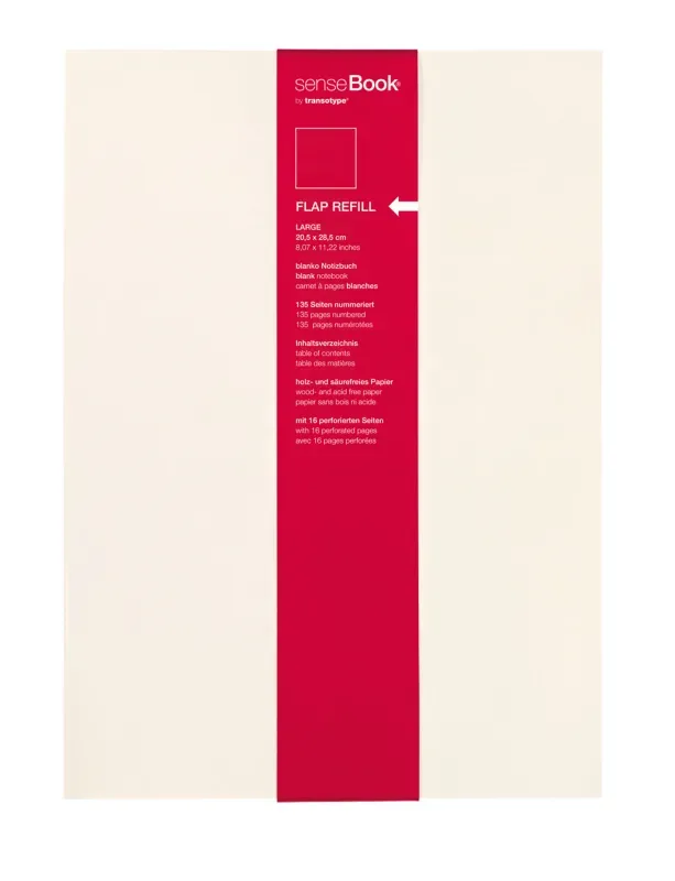 TRANSOTYPE senseBook FLAP REFILL A4 75510402 kariert, L, 135 Seiten beige