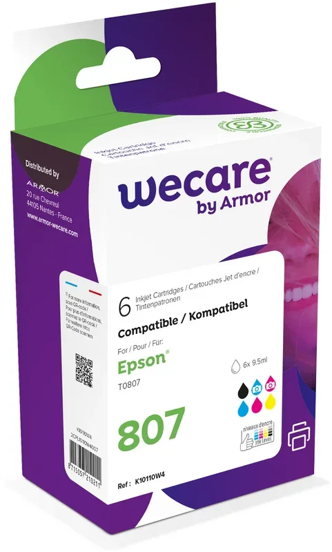 WECARE Multipack new built 6-color T080740WE z.Epson StylusPhoto R2 6x9.5ml