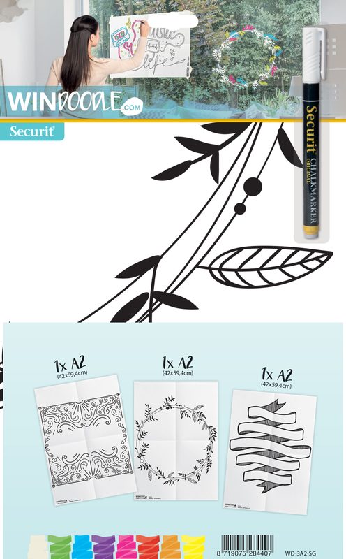 SECURIT Fensterschablone WINDOODLE WD-3A2-SG A2 Signs 3 St&uuml;ck