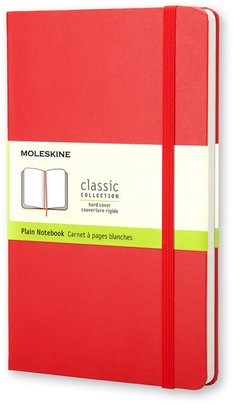 Moleskine classic, Large Size, Plain Notebook, red