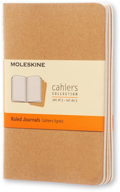 Moleskine Cahier A6, liniert, Kraft/Natur, 3er-Set