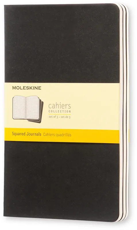 MOLESKINE Notizheft Cahier A5 496-3 kariert, schwarz 3 St&uuml;ck