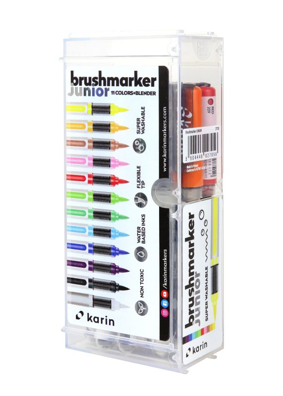 KARIN Brush Marker JUNIOR + blender 27C10 Basic colours 12 St&uuml;ck