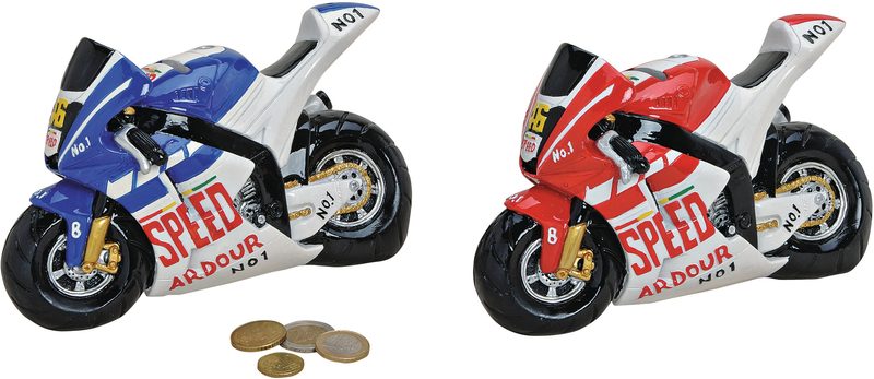 ROOST Sparkasse Motorrad 10017418 Keramik, 2 ass. 20x10x11cm