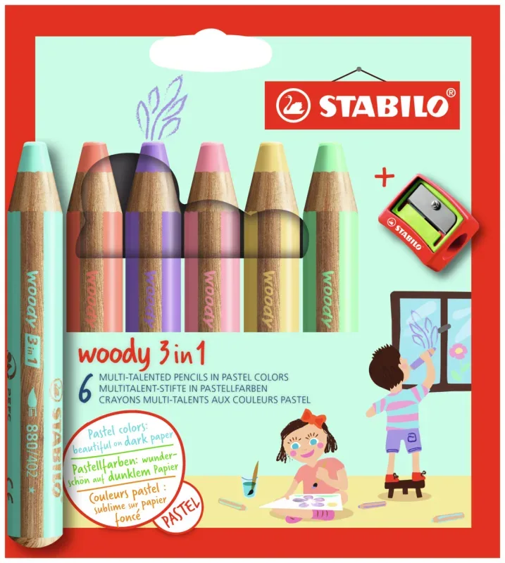 STABILO - Dicke Farbstifte, 6 Stück, Multicolor