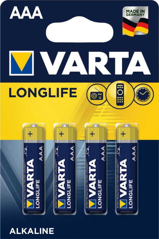 VARTA Batterie 4103101414 Longlife, AAA/LR03, 4 St&uuml;ck