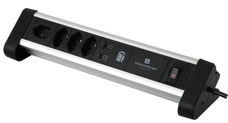S-ELECTRO Tischsteckdosenleiste Alu 85.835.4AL USB C/A