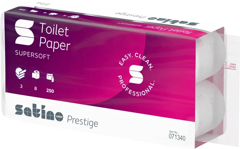 SATINO Toilettenpapier Satino Prestig 071340 3-lagig, 8 Rollen &agrave; 250 Blatt
