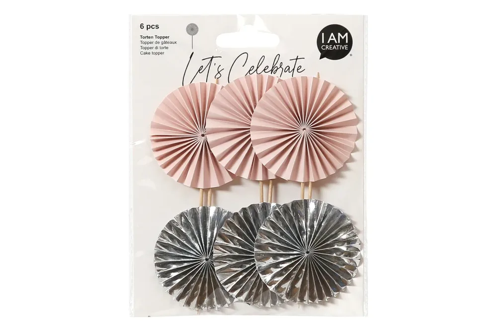 I AM CREATIVE F&auml;cher Picker, rosa, silber 6010.944 6 St&uuml;ck