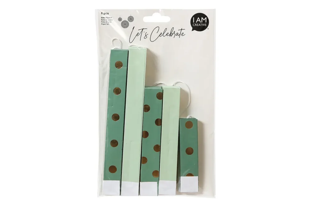 I AM CREATIVE Deko F&auml;cher mint 6010.968 gepunktet, 6 Seiten