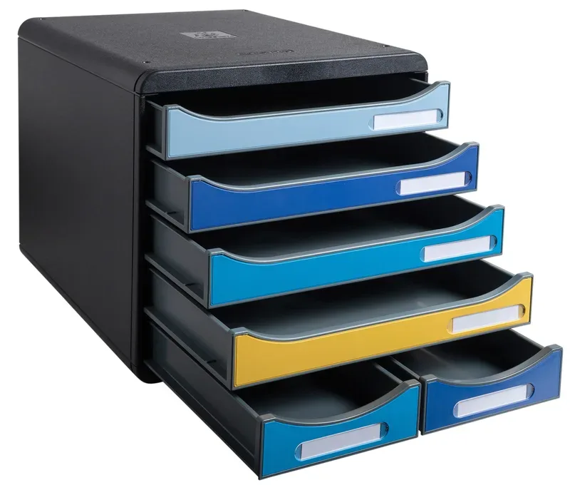 EXACOMPTA Schubladenbox BeeBlue A4+ 3124202D Big Box Maxi, 6 Schubladen