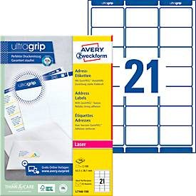 AVERY ZWECKFORM Adressetiketten 63,5x38,1mm L7160-100 weiss 2100 Stk./100 Blatt