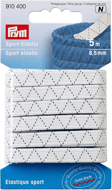 Prym Sport-Elastic, weiss 8,5 mm, Karte 5 m