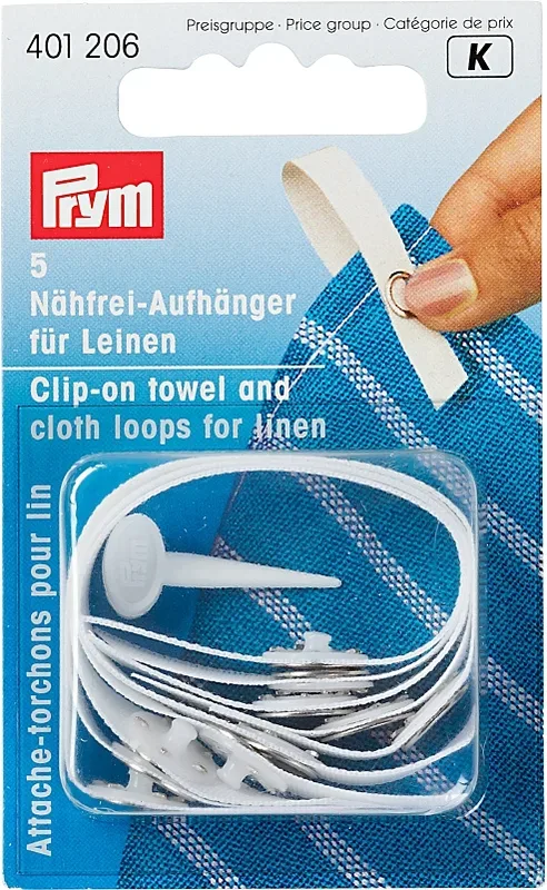 Prym N&auml;hfrei-Aufh&auml;nger Leinen, weiss Karte 5 St&uuml;ck