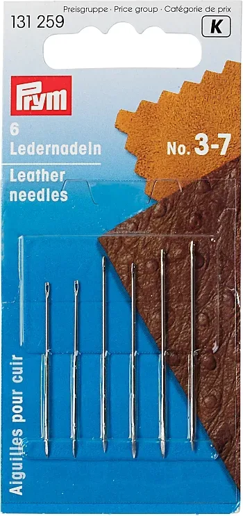 Prym Ledernadel, silber Nr. 3-7, Karte 6 St&uuml;ck