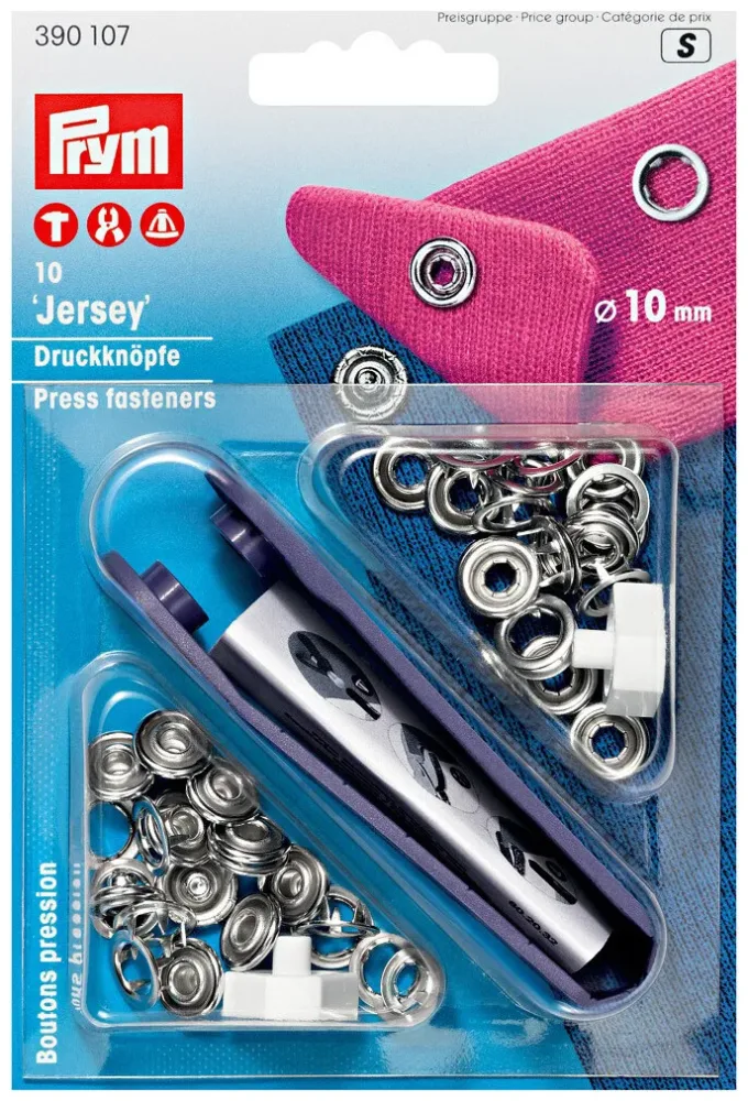 Prym Druckkn&ouml;pfe Jersey Ring, silber 10 mm, Karte 10 St&uuml;ck
