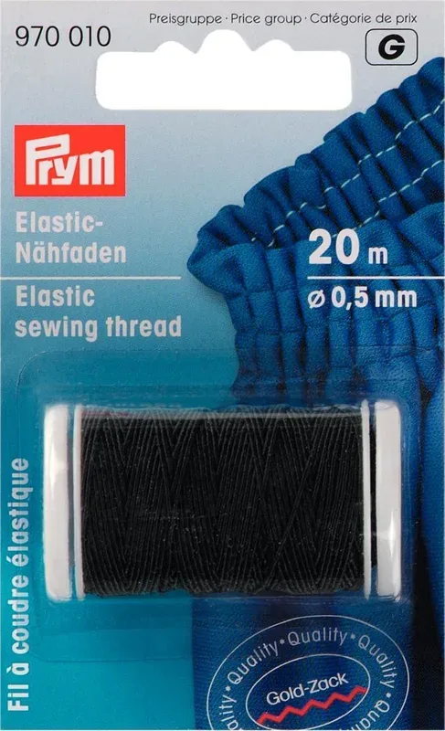 Prym Elastic-N&auml;hfaden, schwarz 0.5 mm, Karte 20 m