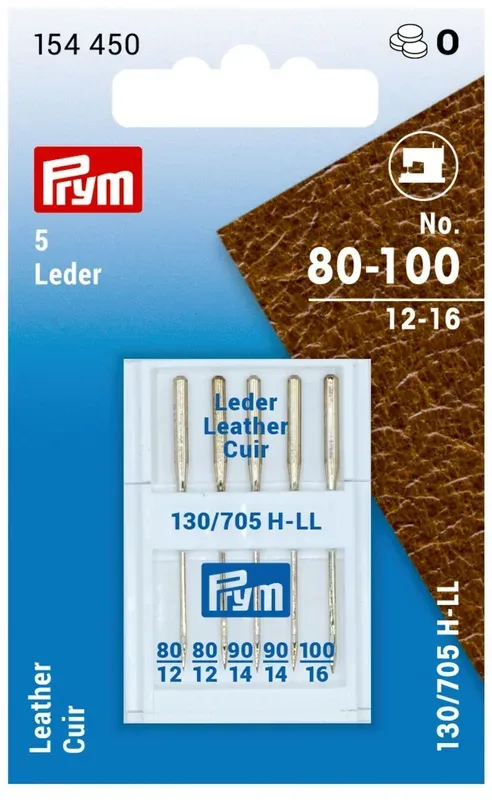 Prym N&auml;hmaschinennadeln, Leder Nr. 80 - 100, Karte 5 St&uuml;ck