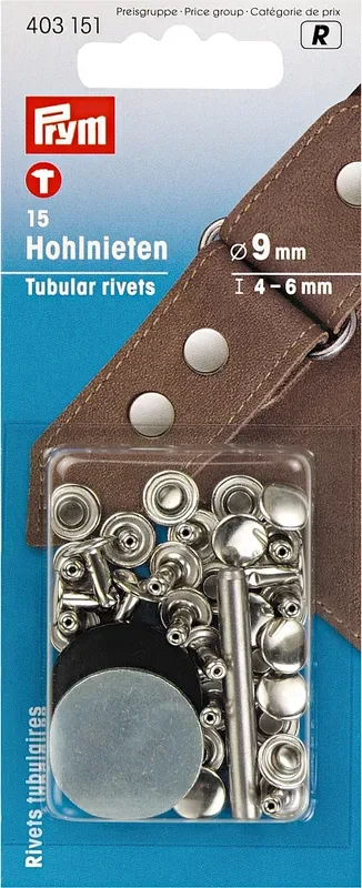 Prym Hohlnieten, silber 4-6 mm, Karte 15 St&uuml;ck, Messing