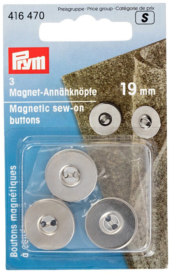 Prym Magnet-Ann&auml;hknopf, silber 19 mm, Karte 3 Stk.