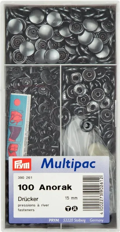 Prym Druckknopf Anorak, br&uuml;niert 15 mm, Dose 100 Stk., Multipac