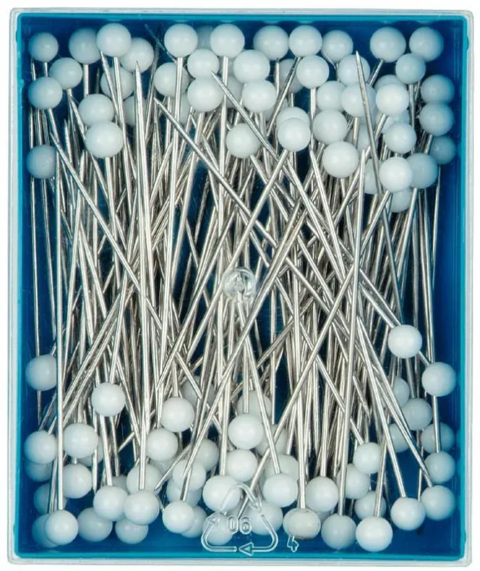 Prym Glaskopfstecknadeln, weiss 0.80 x 48 mm, Dose 30 g, Stahl