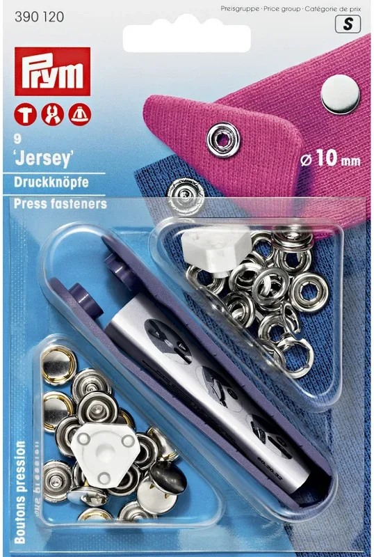Prym Druckknopf Jersey Kappe, silber 12 mm, Karte 9 Stk.
