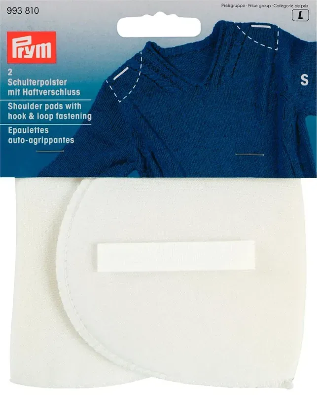 Prym Schulterpolster, Halbmond, weiss Klettverschluss, Gr&ouml;sse S, Karte 1 Paar