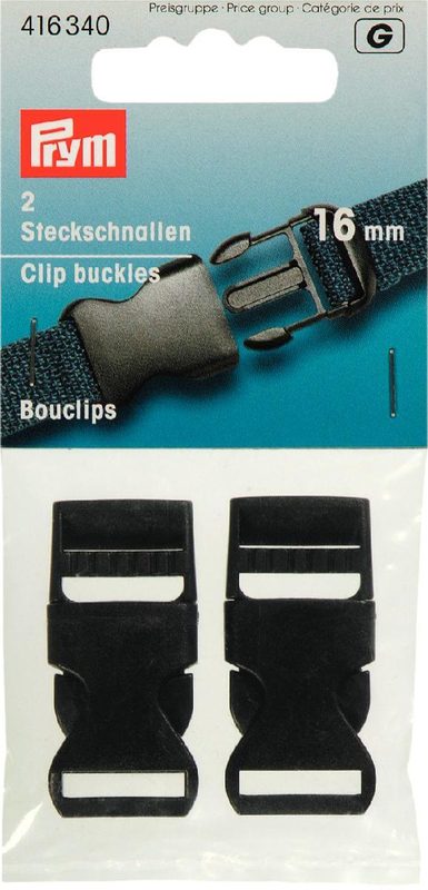 Prym Steckschnallen stark, schwarz 16 mm, Karte 2 Stk., 100 % PES