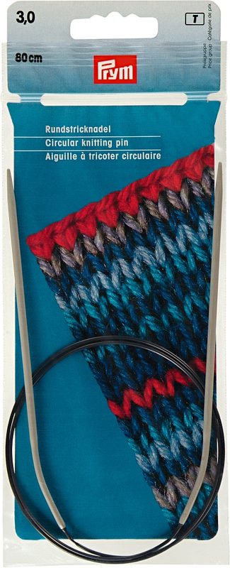 Prym Rundstricknadel Kunststoff, grau 3.00 mm, 80 cm, Beutel